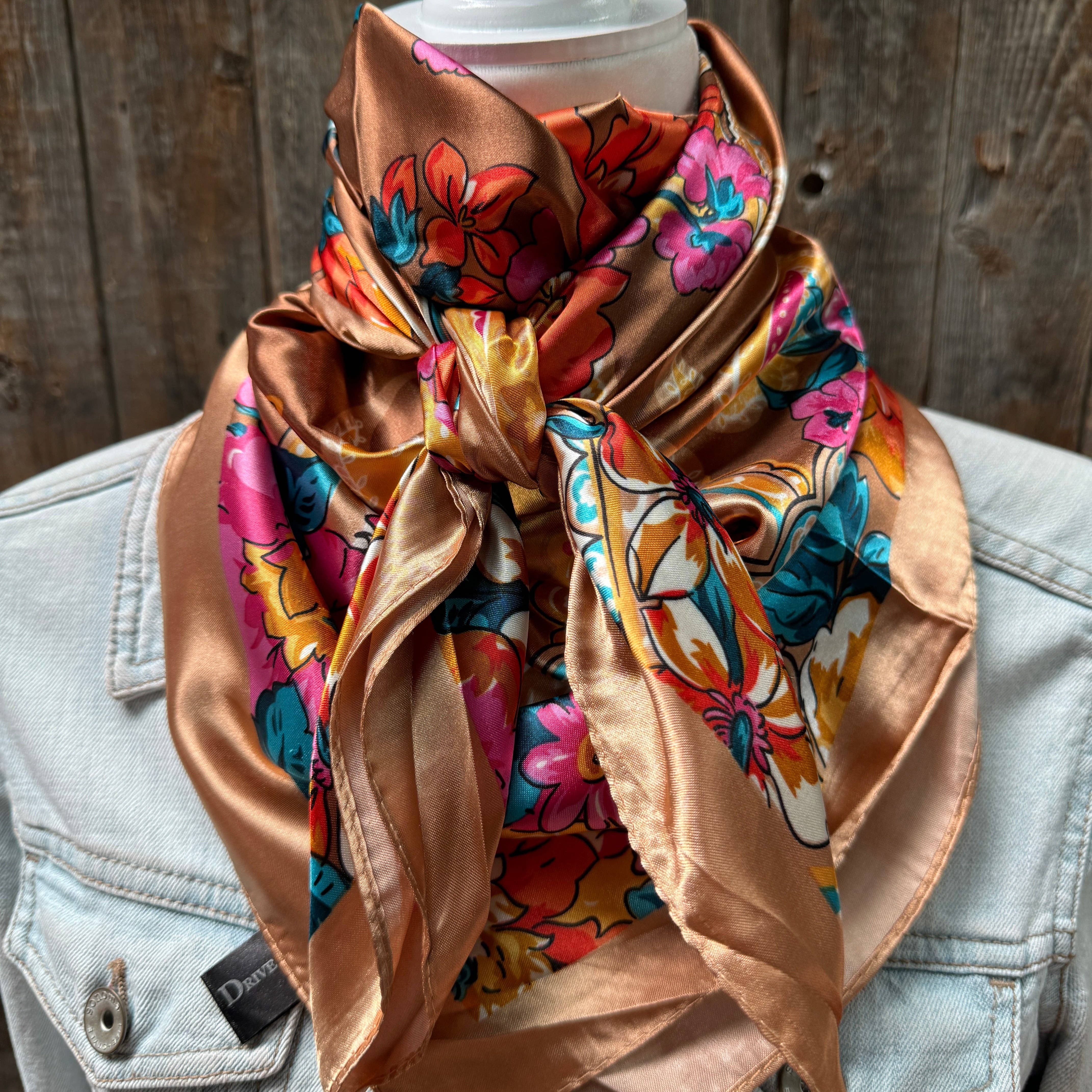 Tan Floral Wild Rag