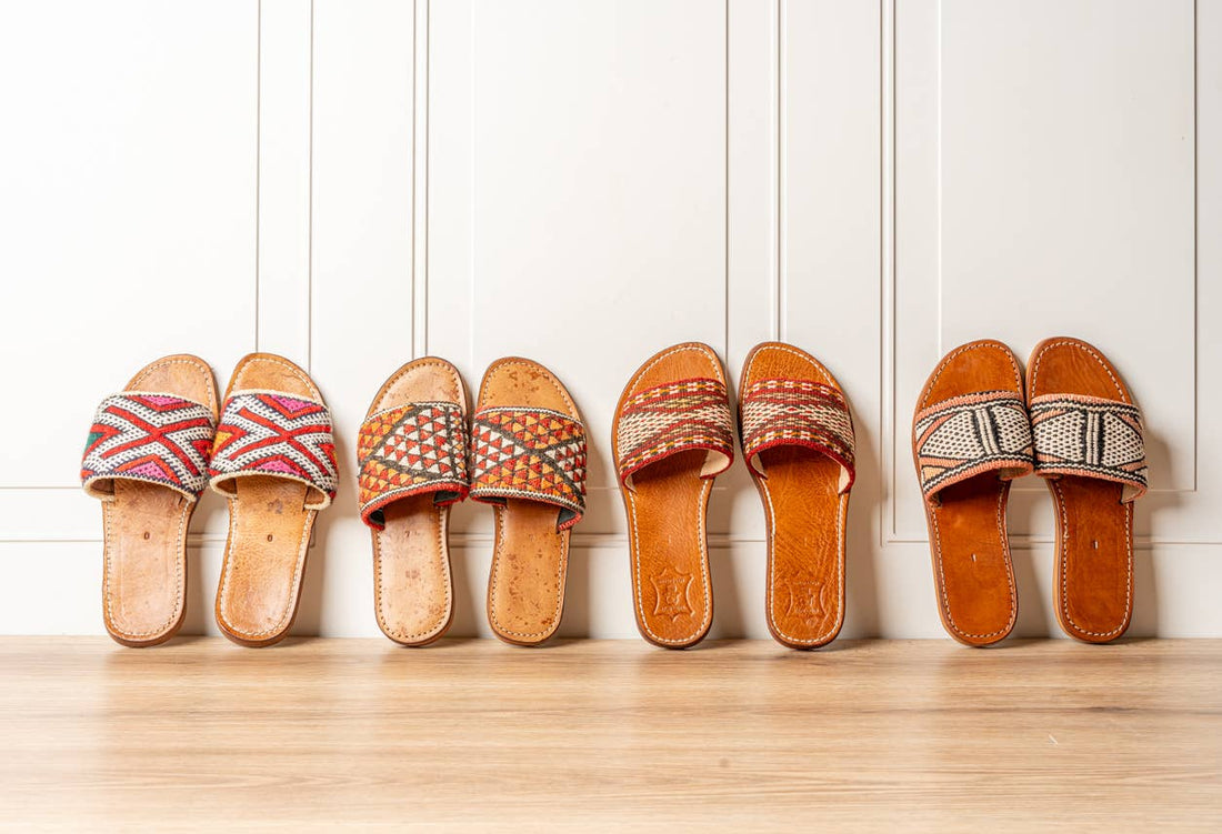 Moroccan Kilim Open-Toe Slides: US-9