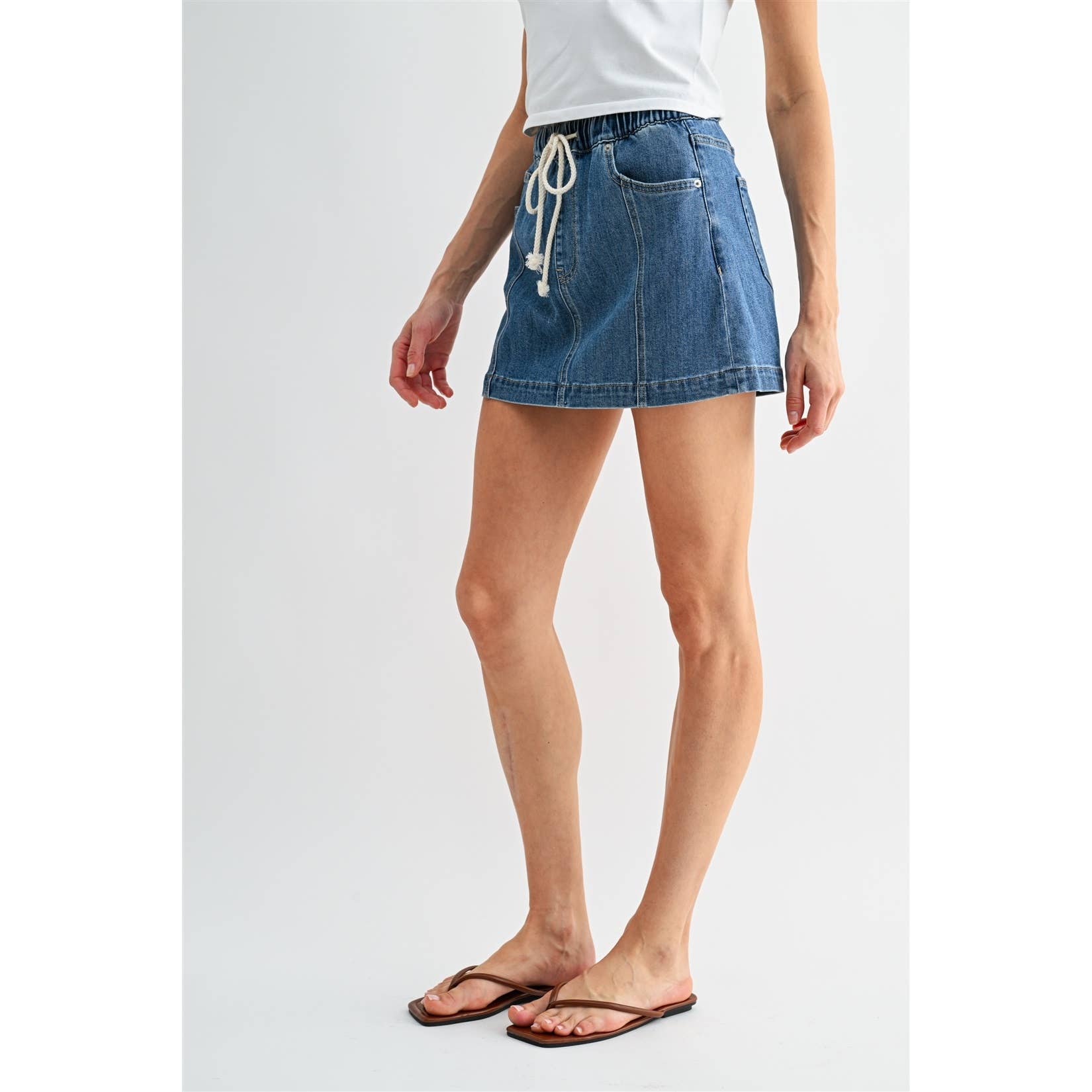 High-Rise Pull On Mini Skirt: Havelock Blue