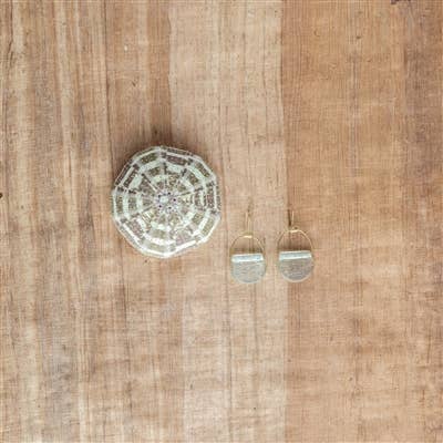 Playa Brass Earring, Glass Drop