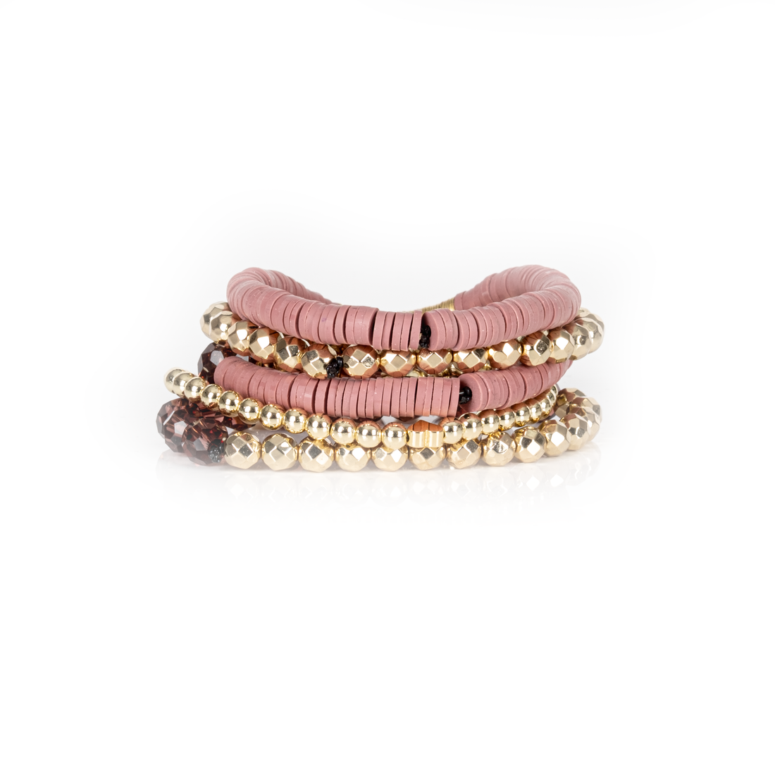 Layered Bead Stack Bracelet Blush Gold: Medium 19 cm