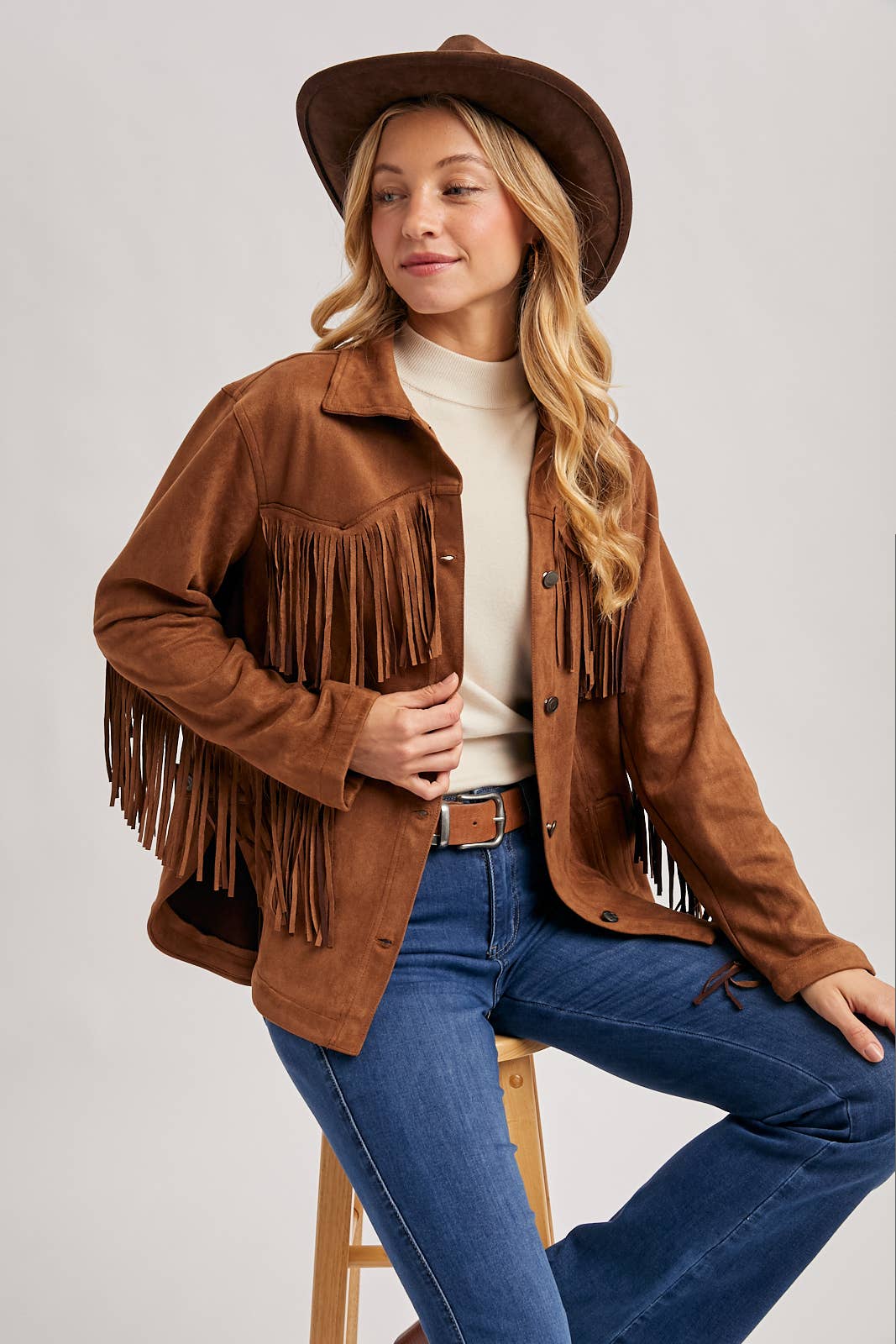 WESTERN FRINGE JACKET: CAMEL