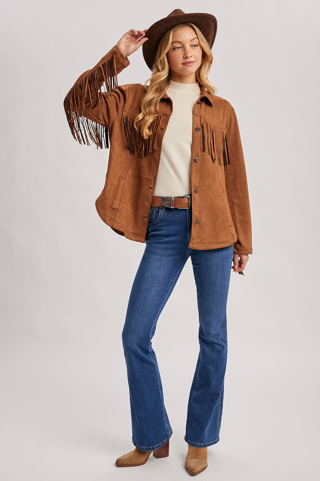 WESTERN FRINGE JACKET: Black