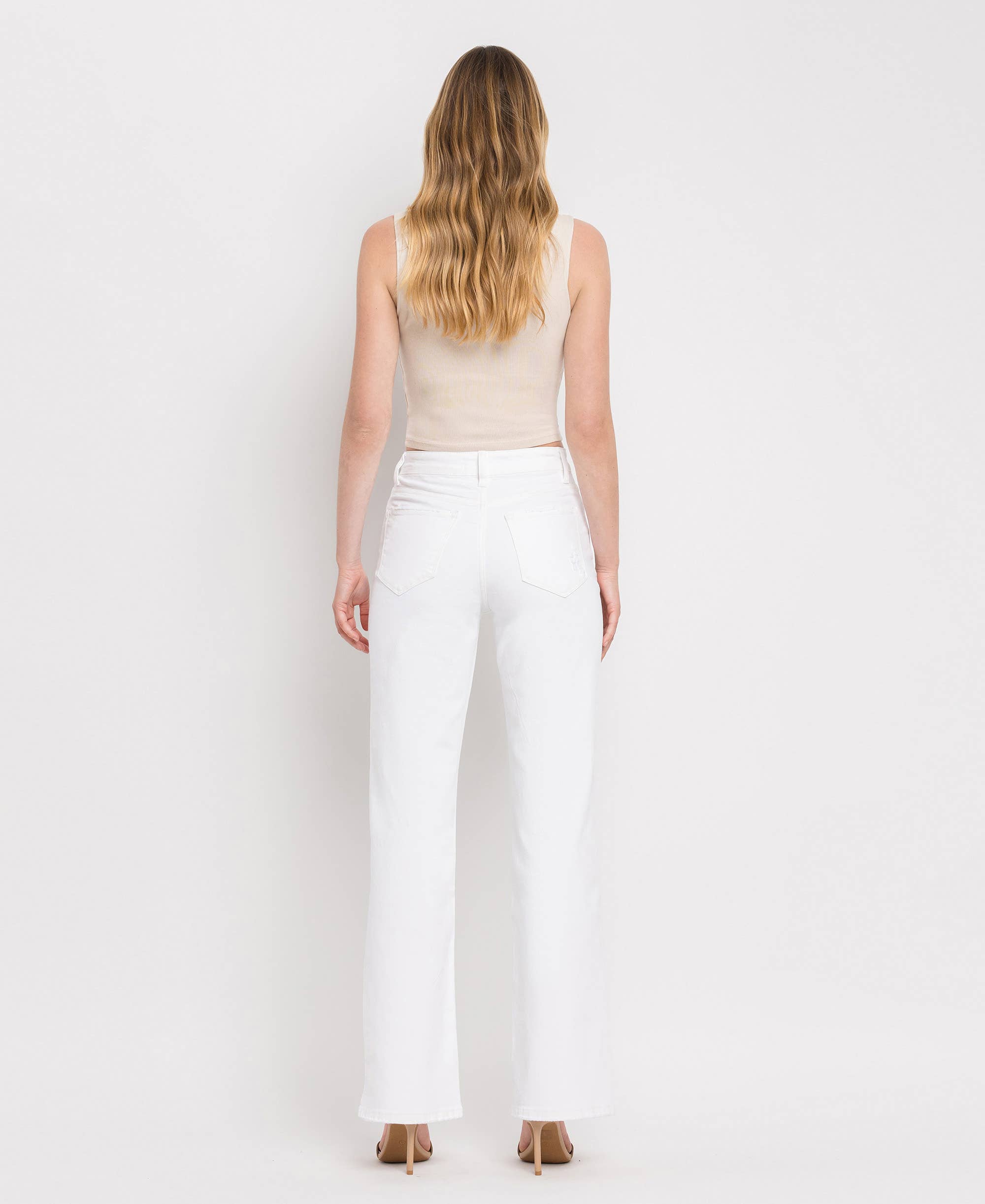 90's Vintage Super High Rise Flare Jeans: Optic White