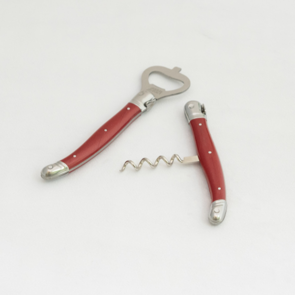 Jean Dubost Corkscrew & Bottle Opener Set with Red Handles