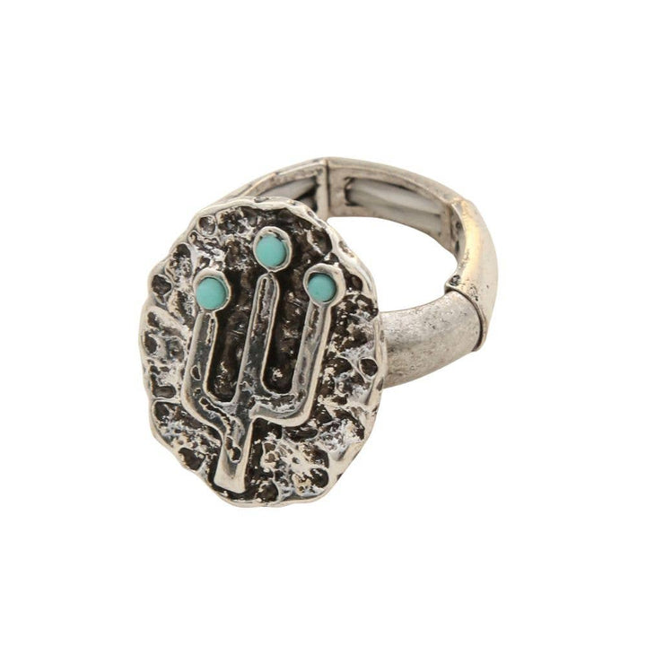 WESTERN STYLE CACTUS ROUND STRETCH RING, SR 0016: SBTQ
