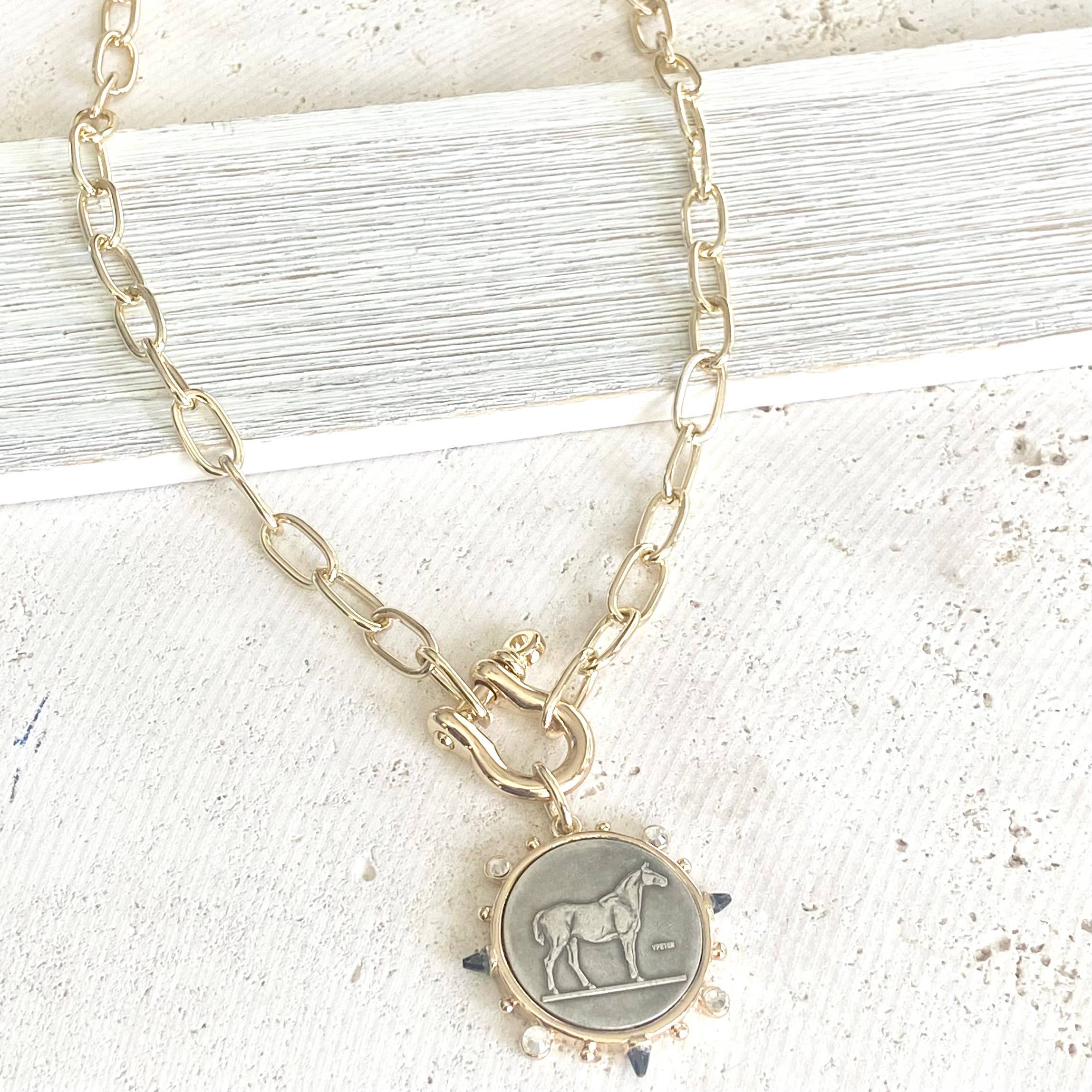 Horse Coin Shackle Necklace