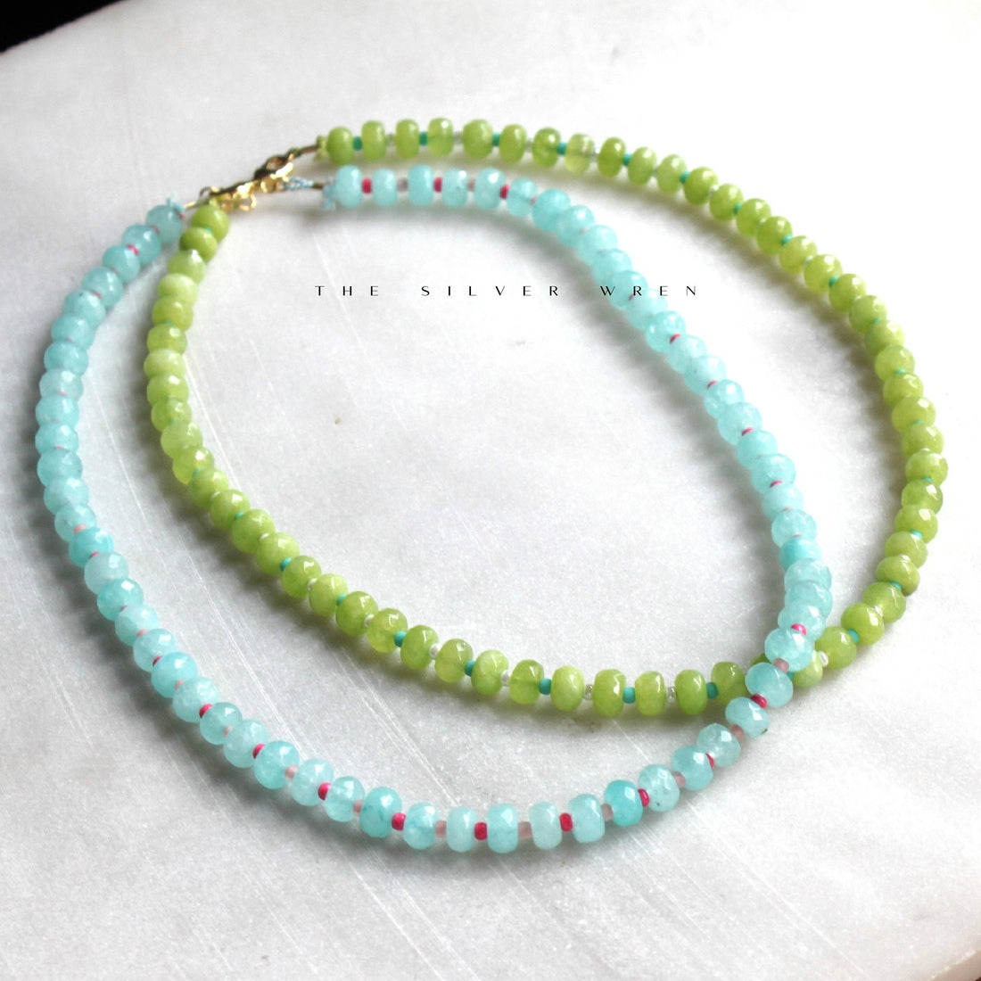 Islands Stone Candy Beaded Necklace, Trendy Colorful Beads: Lime