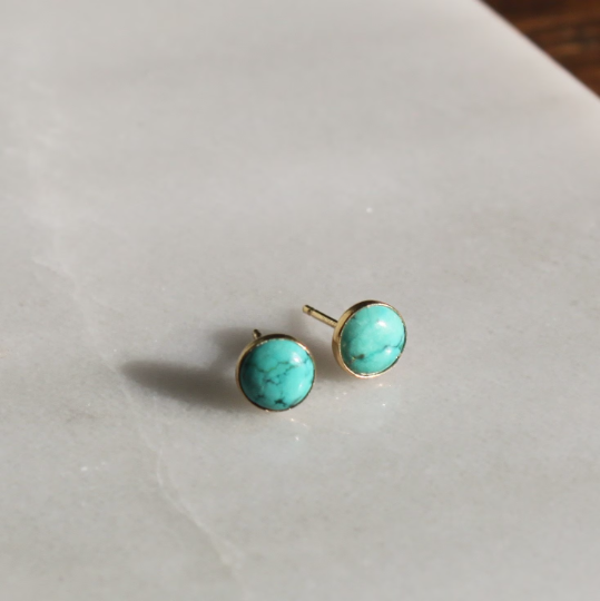 Gold Turquoise Studs: With veining