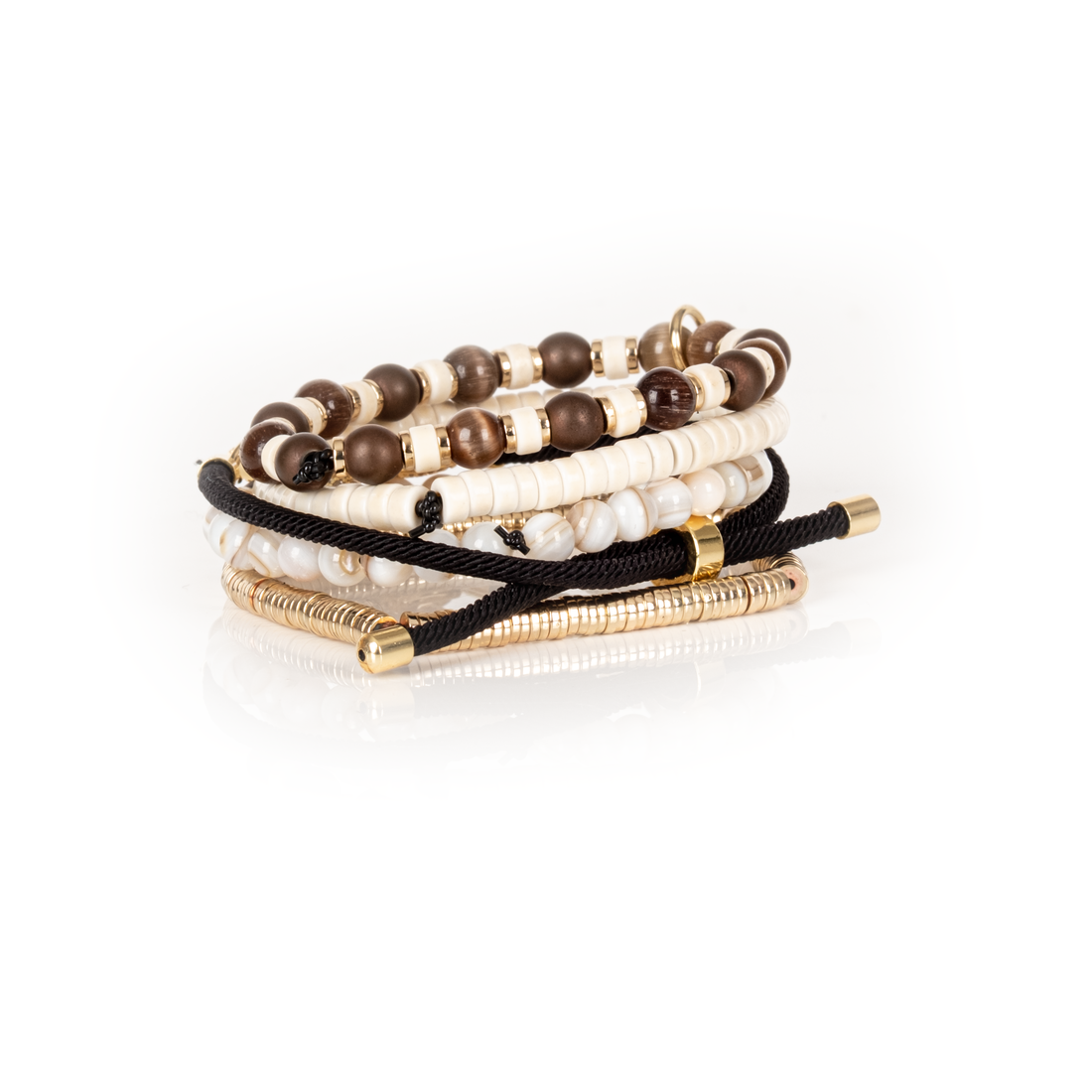 Ivory Compass Pearl Stack Bracelet: Medium 19 cm