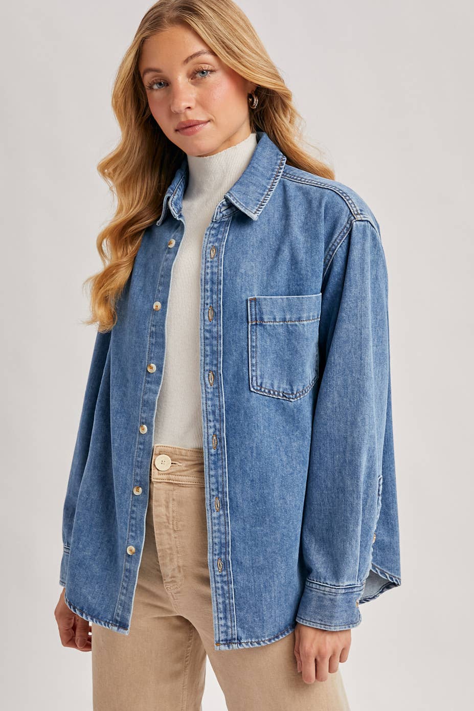 DENIM BUTTON DOWN SHIRTS: LT.WASH