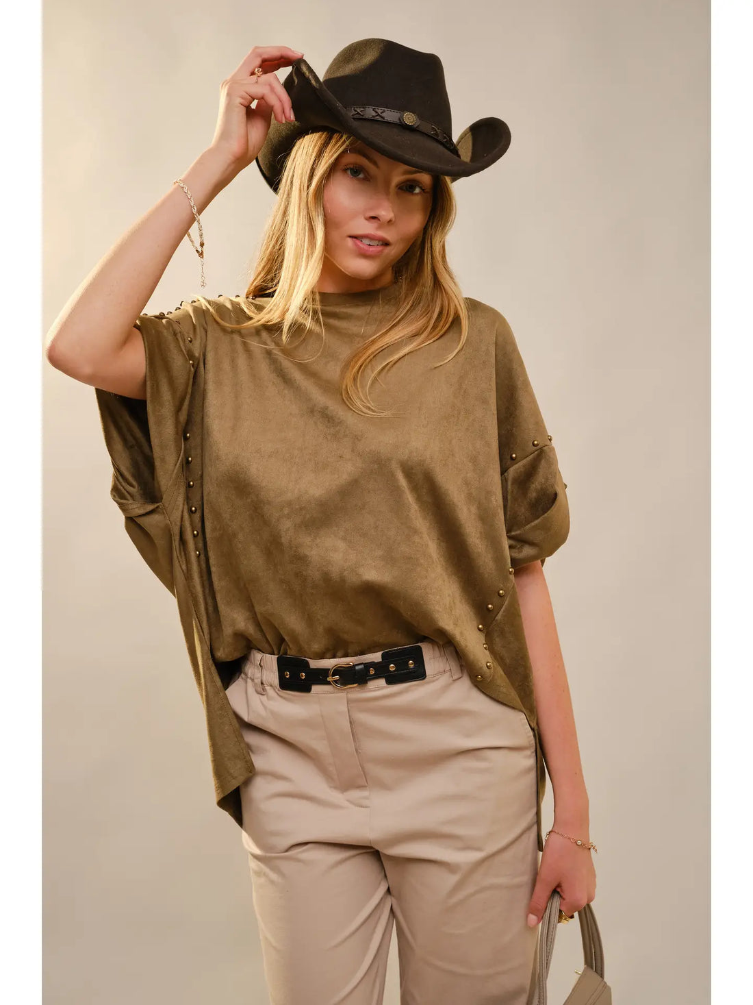 Studded High Low Oversized Tee