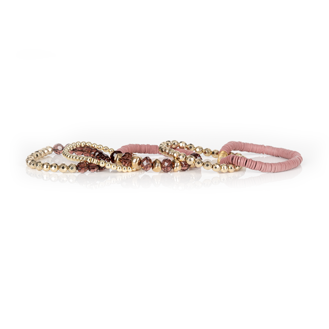 Layered Bead Stack Bracelet Blush Gold: Medium 19 cm