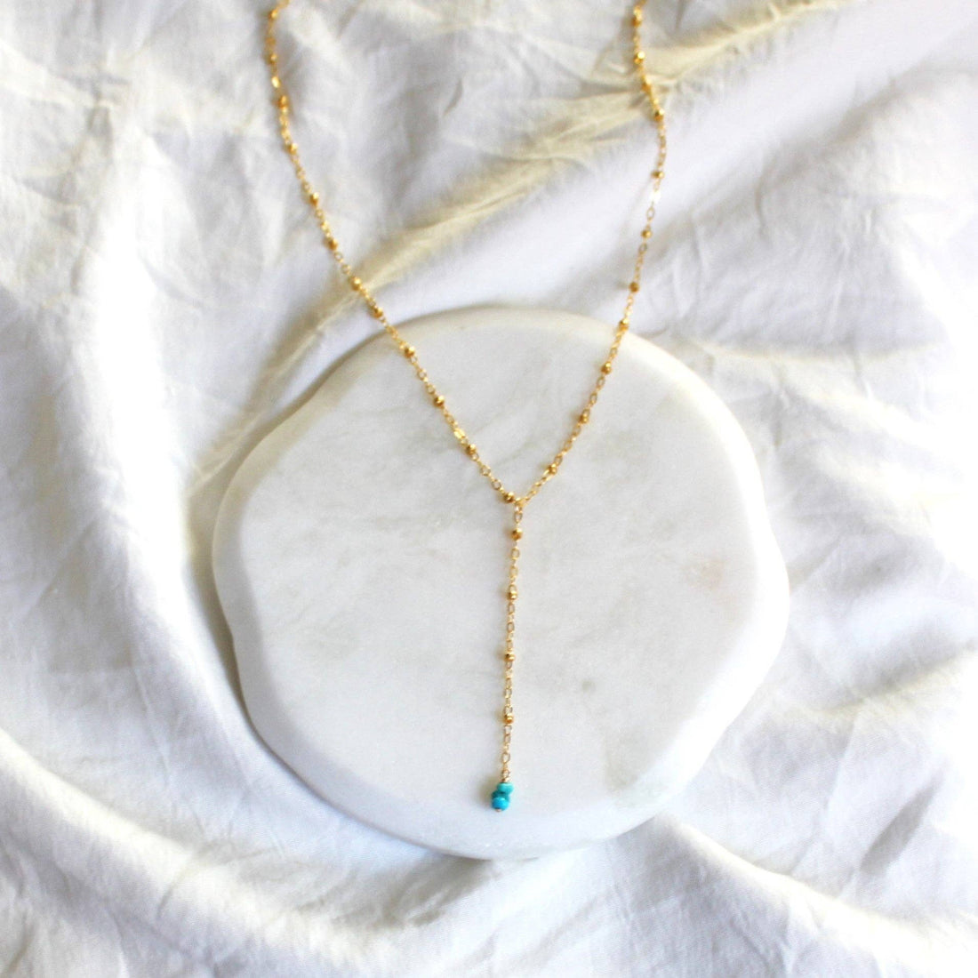 Della Turquoise Lariat Necklace: 16 inch