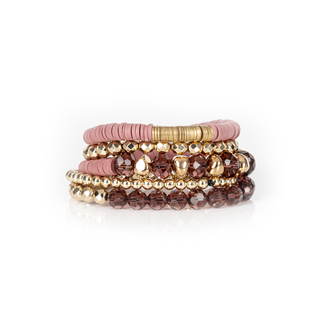 Layered Bead Stack Bracelet Blush Gold: Medium 19 cm