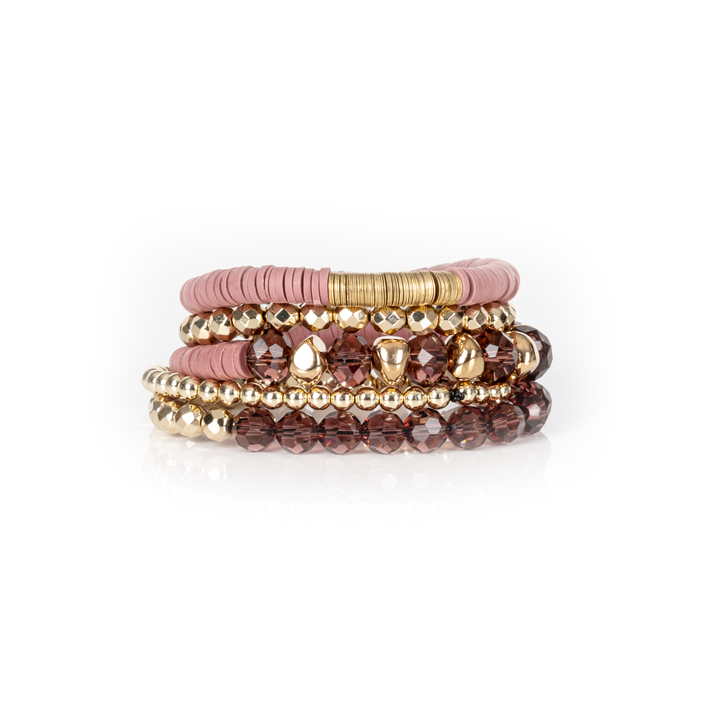 Layered Bead Stack Bracelet Blush Gold: Medium 19 cm