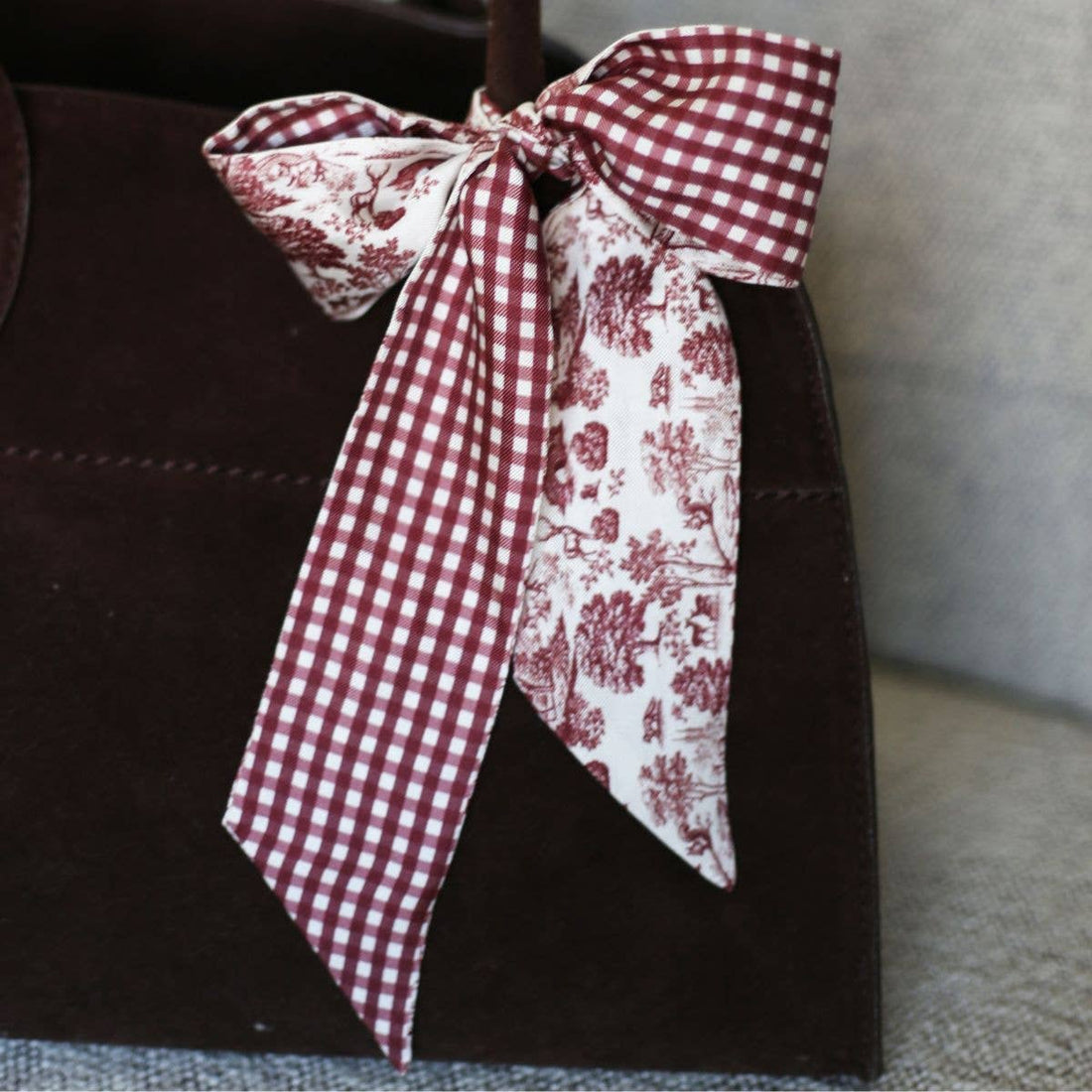 Burgundy Forest Toile Lil Twilly Scarf 33" | Wrist Scarf: Giftable Cube