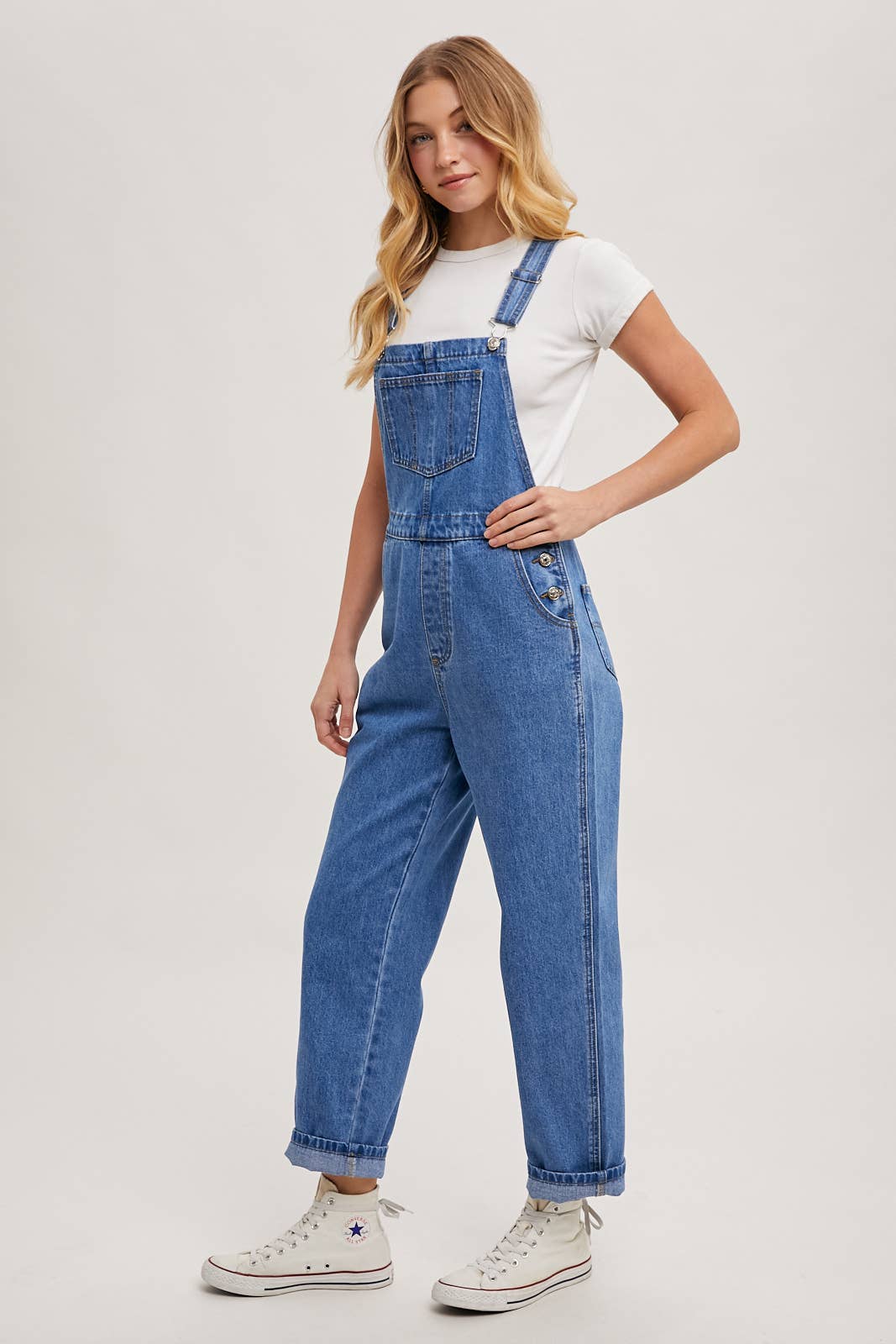 DENIM STRAIGHT LEG OVERALLS