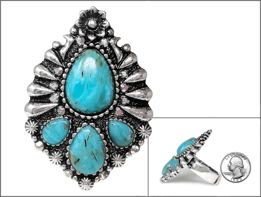 WESTERN STONE CONCHO METAL RING, AR 0722: SBTQ