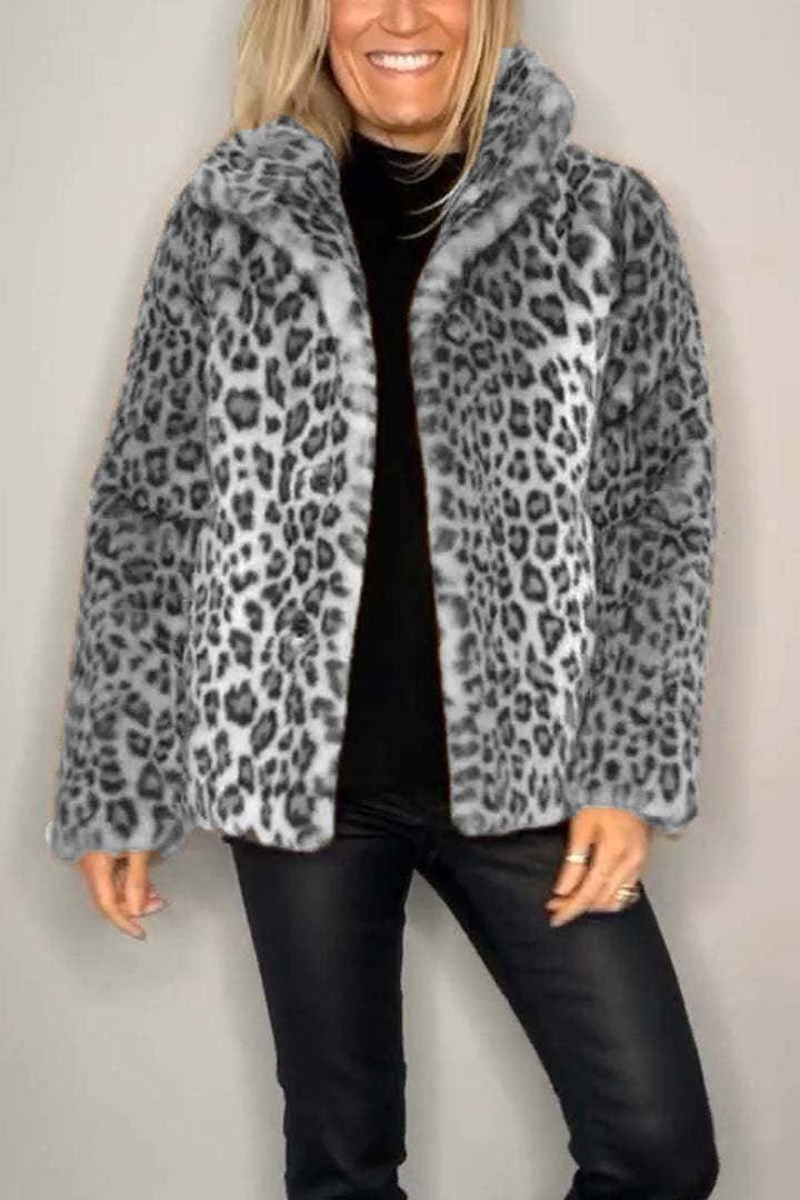 Leopard Print Faux Fur Coat