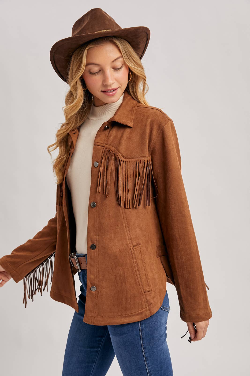 WESTERN FRINGE JACKET: CAMEL