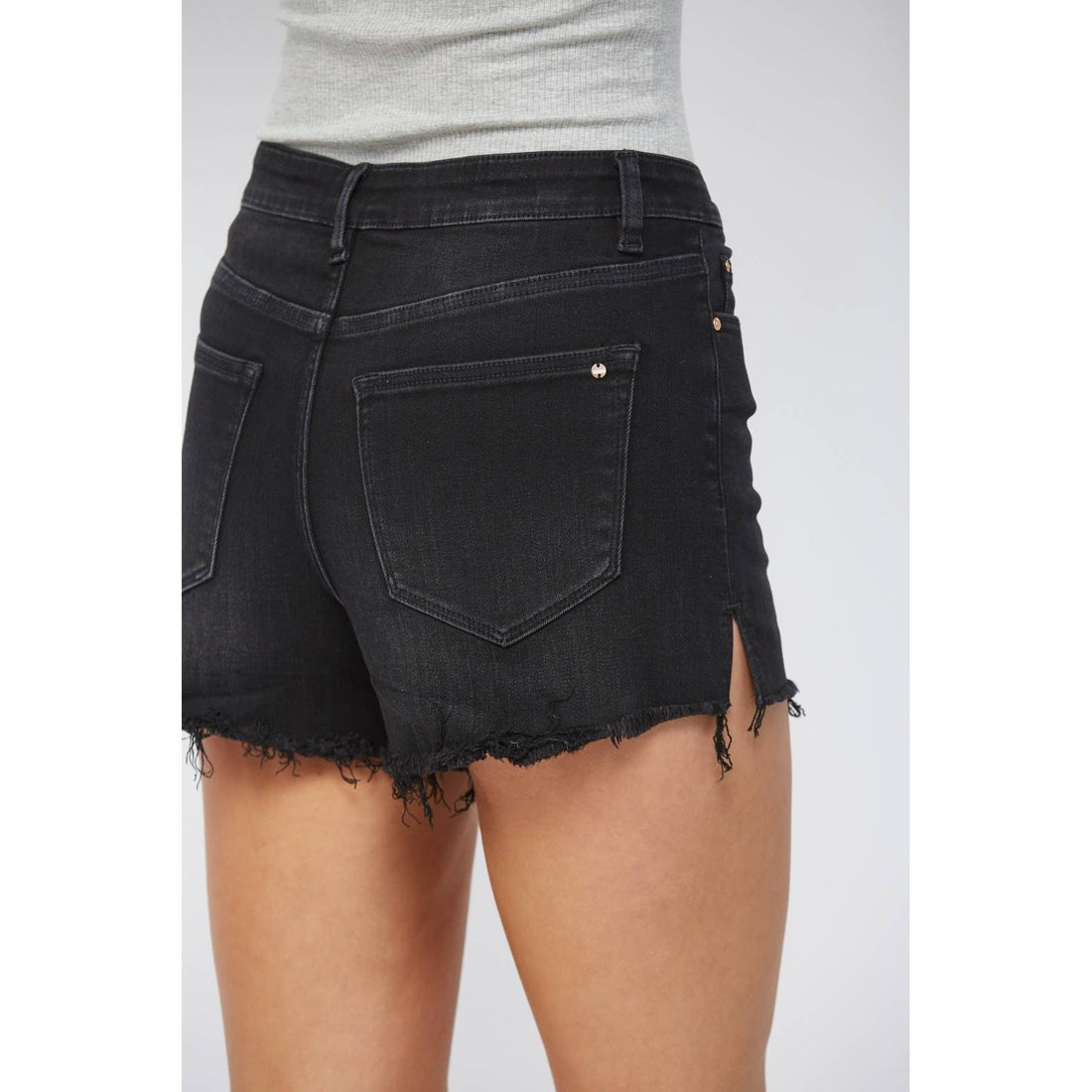 High Rise Split Detailed Shorts: Eerie Black