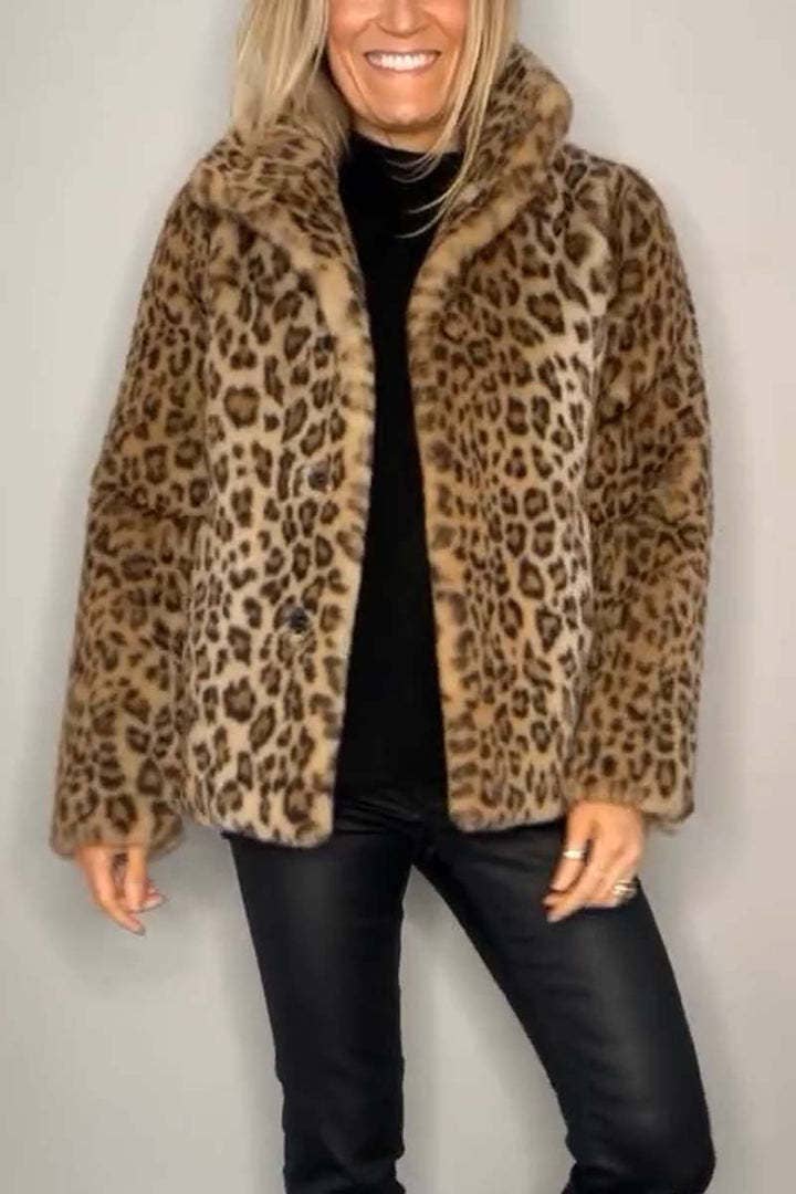 Leopard Print Faux Fur Coat