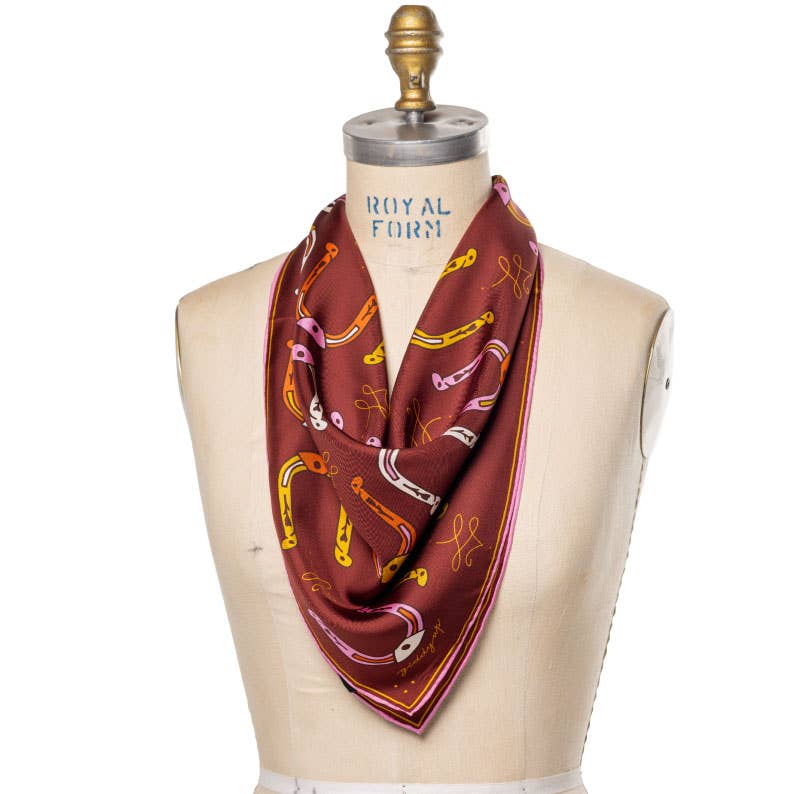 Silk Scarf - “Giddy Up” - Square Neck & Hair Scarf