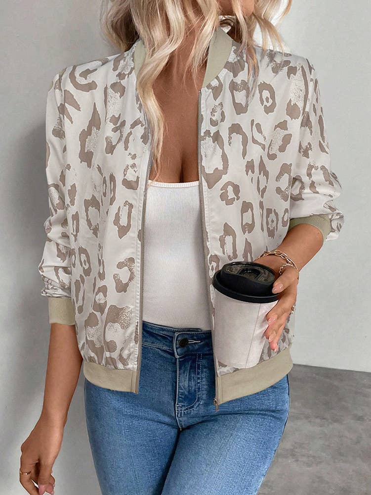 Casual bronzing thin cropped bomber jacket