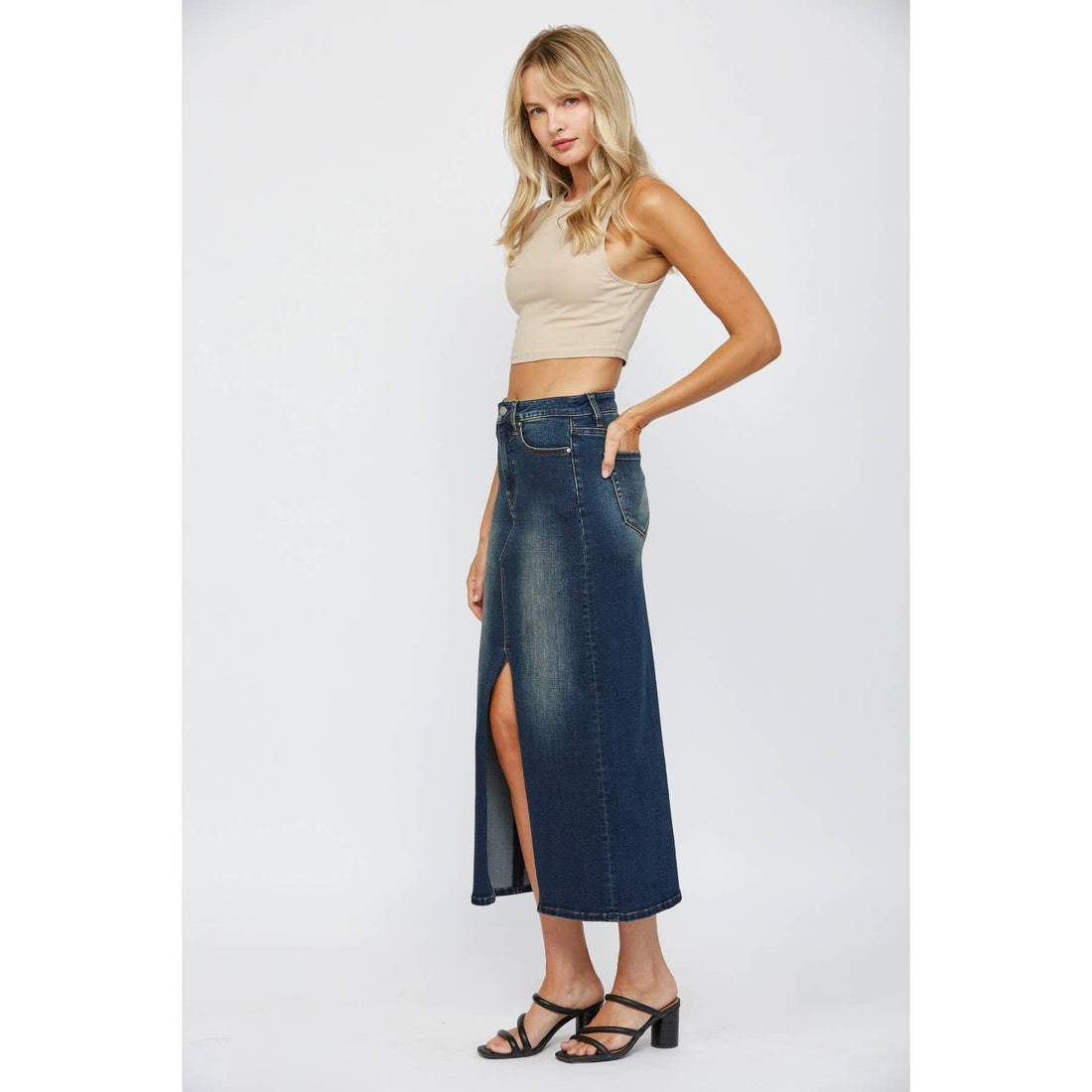 Midi With Front Slit Skirt: Rafferty