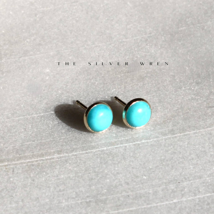 Gold Turquoise Studs: With veining